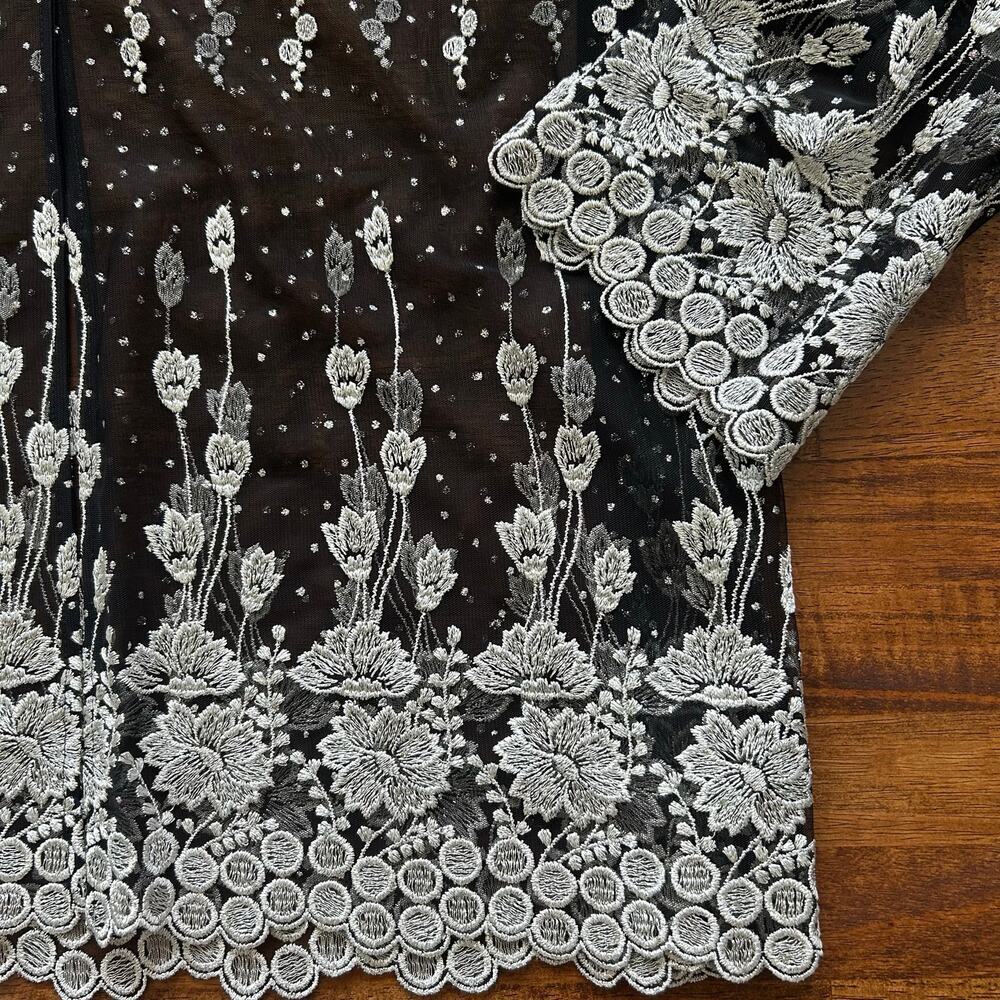 Maxima USA Sheer Floral Embroidered Evening Top, Glamorous 3X.” - Picture 5 of 10